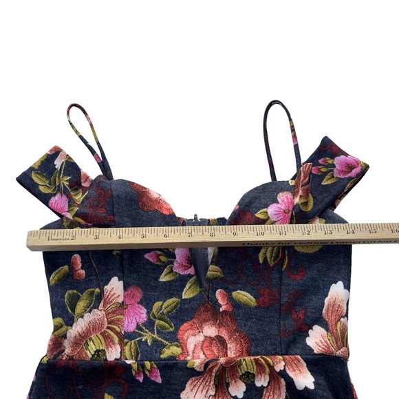 TRAC Women’s Size Medium Pink Orange Gray Floral Bodycon Form Fitting Mini Dress - Picture 7 of 11